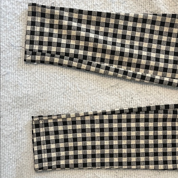 ZARA Black and White Checkered Stretch Pants SZ M Zipper Front - Picture 5 of 14